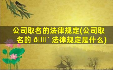 公司取名的法律规定(公司取名的 🐴 法律规定是什么)